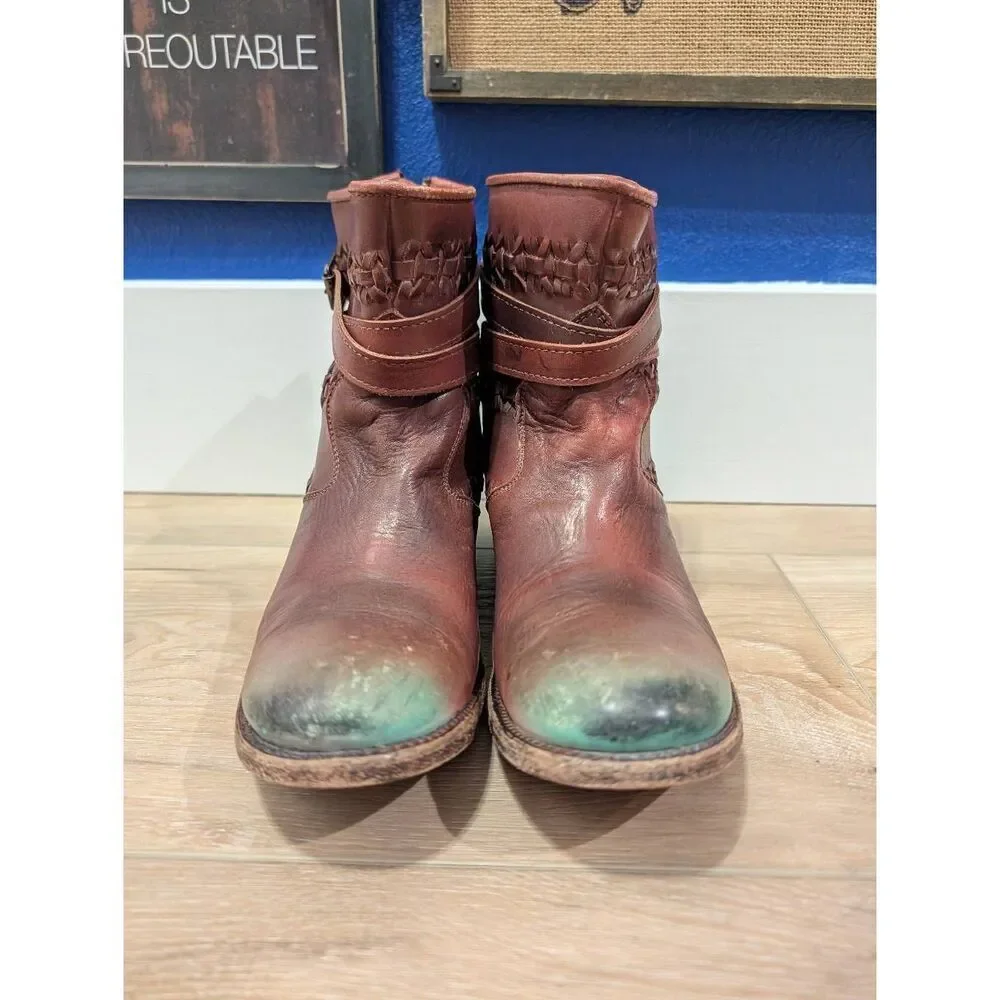 RARE Freebird by Steven Home Booties Women's Size 10 Distressed Leather